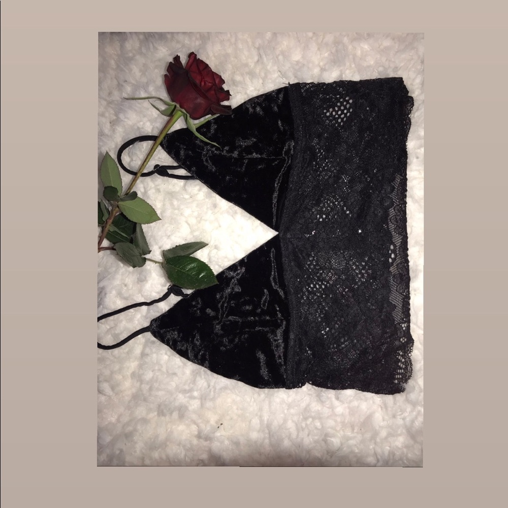 Black velvet crop top